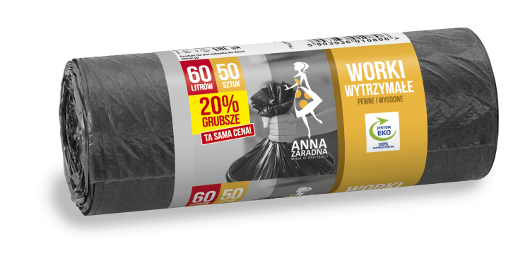 Worki WYTRZYMAŁE 60L 50 szt CZARNE Anna Zaradna